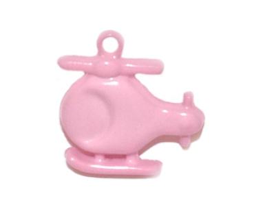 Kids button as a helicopter made of plastic in pink 18 mm 0,71 inch